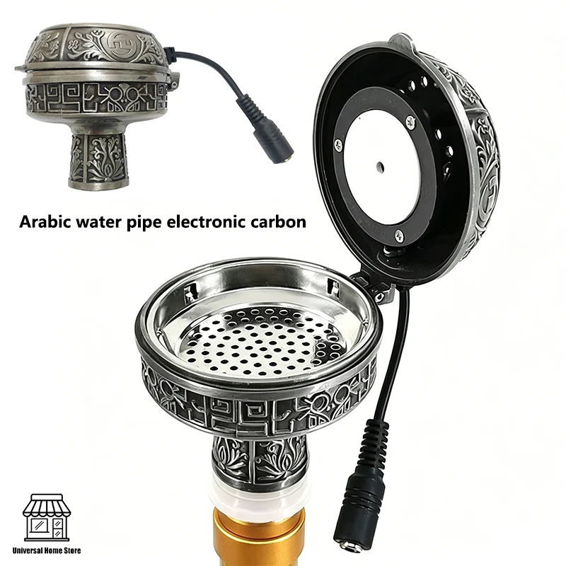 

Electronic Cigarette Chamber Carbon Stove Metal Water Pipe Heater Eu Plug-In Cigarette Holder Reusable Arabic Water Pipe