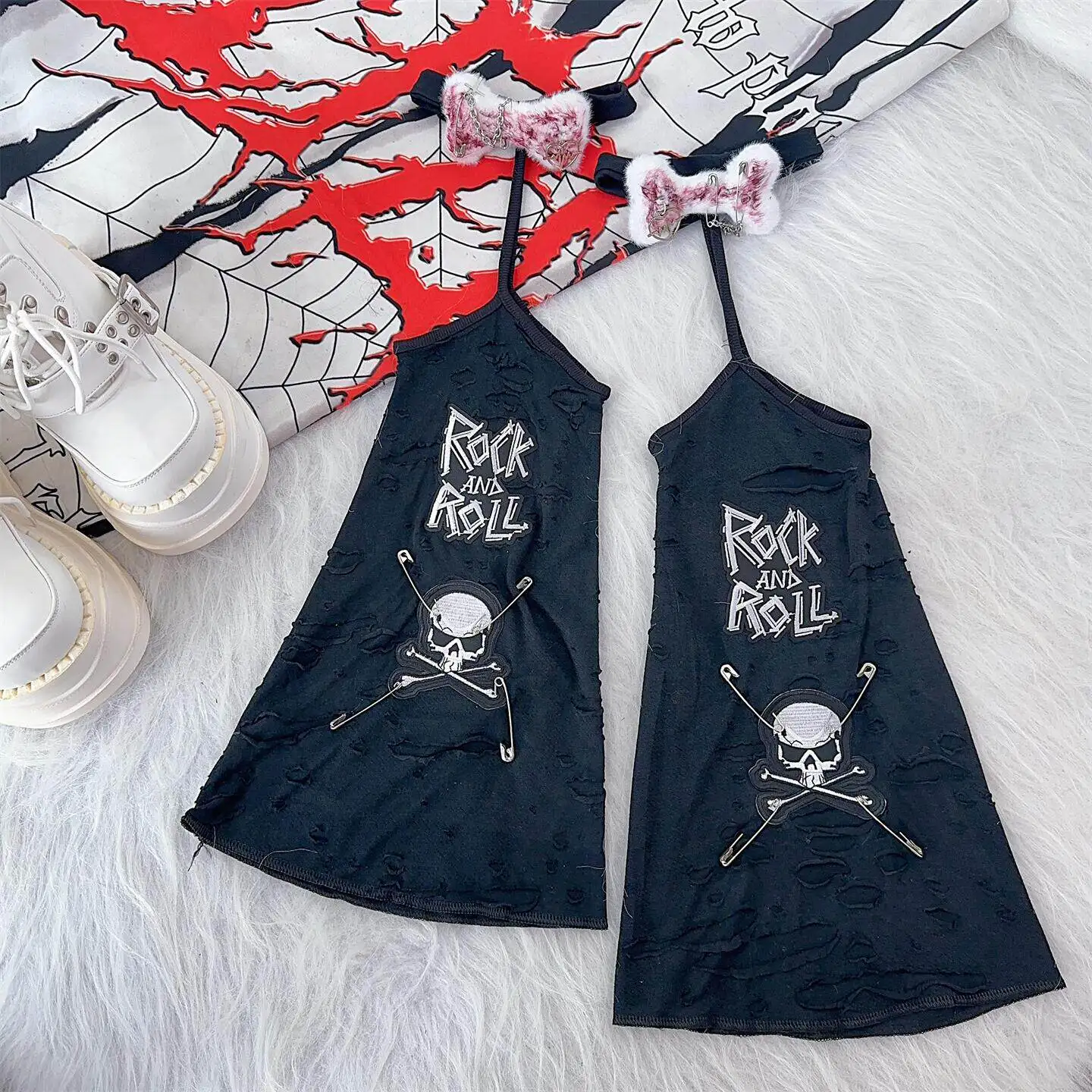 Women Black Thigh Ring Gyaru Gothic Leg Warmers Y2k Skull Sock Women Cutout Design Leg Cover Knee-high Sock Long Calf Leg Warmer