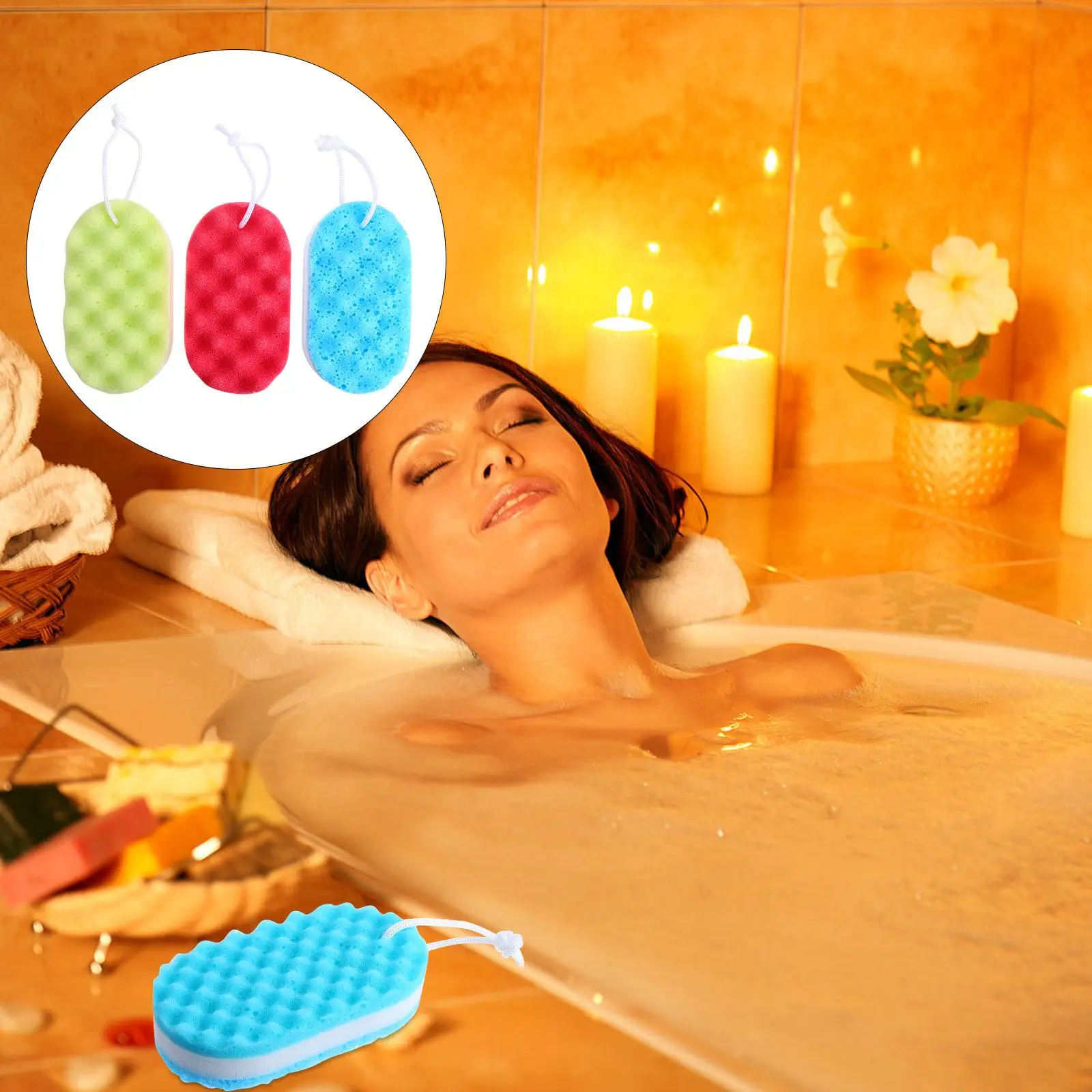 3 Pcs Three Layer Bath Sponge Random Color Cleaning Supplies Soap Portable Scrubber Body Adult