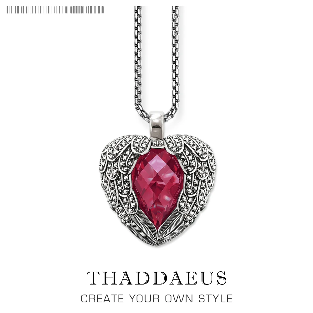 

Pendant Necklace Red Winged Heart,2017 Brand Link Chain Fashion Jewelry Europe Style Stering Bijoux Gift For Women