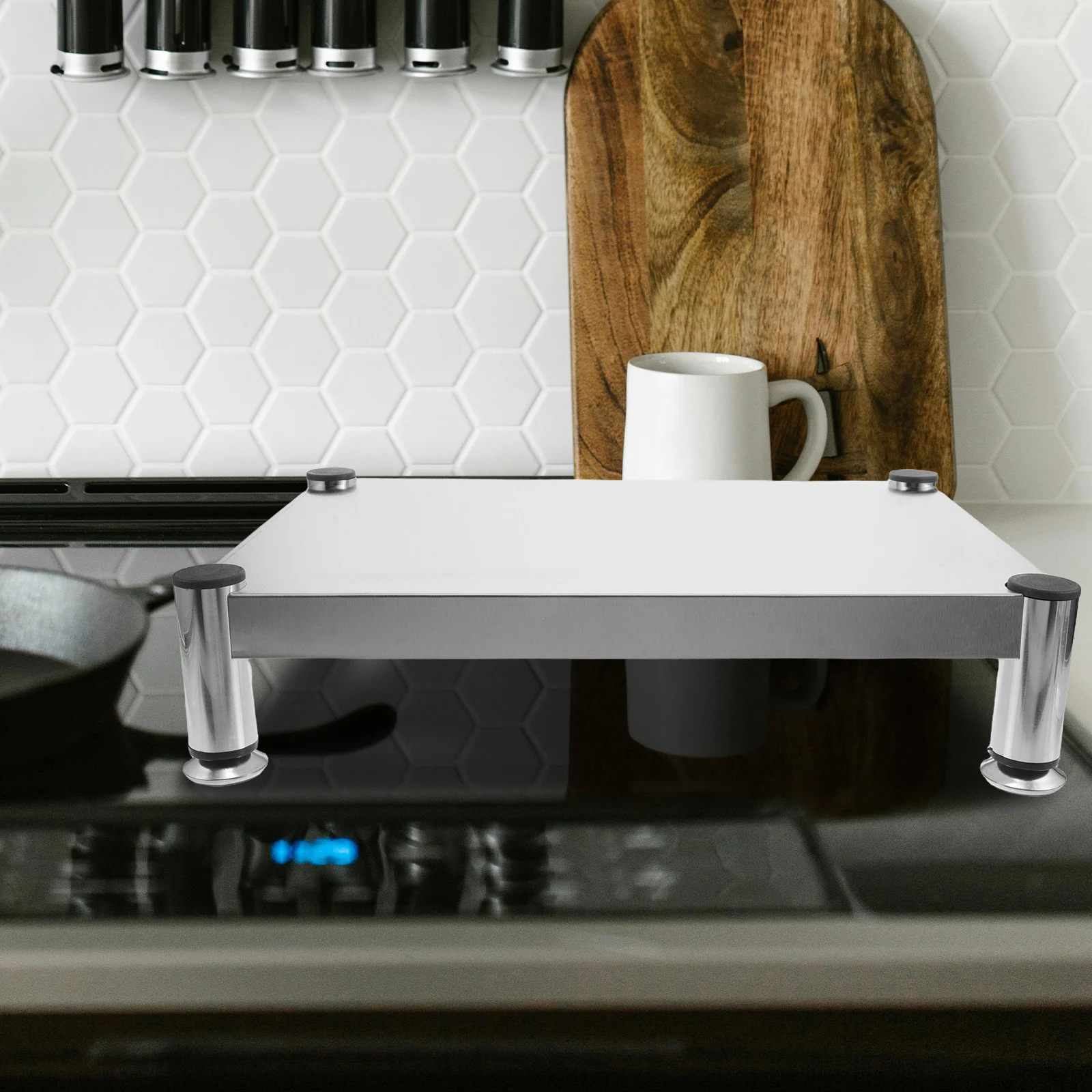 

Kitchen Shelf Gas Stove Bracket Induction Cooker Silver Stainless Steel Cooktop Support