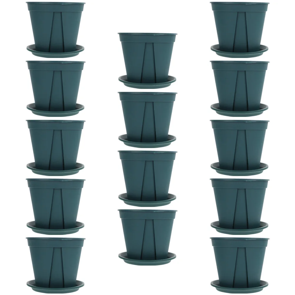

14 set Root Control Basin with Tray Durable Plastic Flower Pots Large Succulent Planters Nursery Garden Drainage Holes for Home