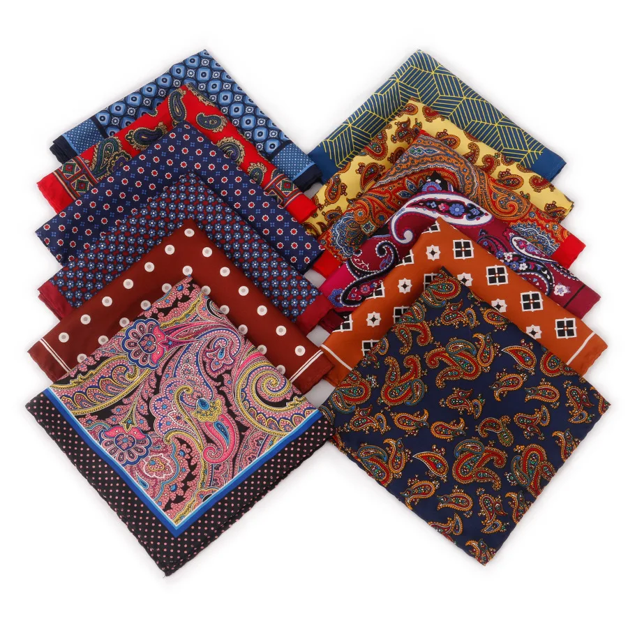 30 см модный мужской носовой платок из искусственного шелка с цветочным принтом, роскошный носовой платок в горошек, костюм жениха, нагрудное полотенце, галстук