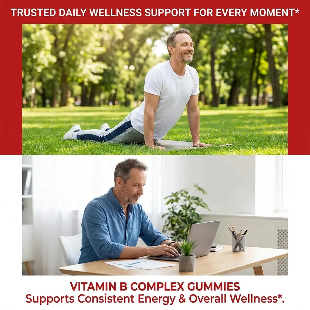 Vitamin B Complex Gummies, Vitamin B12, B7 (Biotin), B6, B3 (Niacin), B6, B9 (Folate) - Hair Skin Nails, Energy, Strawberry view 5