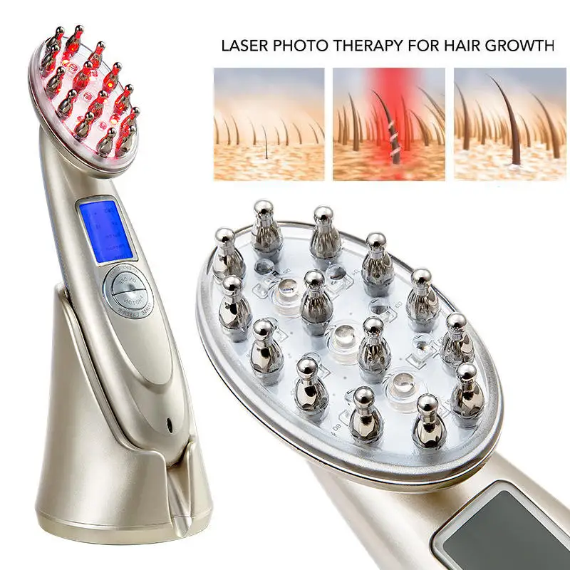 Multi-functional Led Hair Loss Therapy Hair Growth Oil and Serum Laser Comb Hair Regrowth Vibration Scalp Massager Brush Device