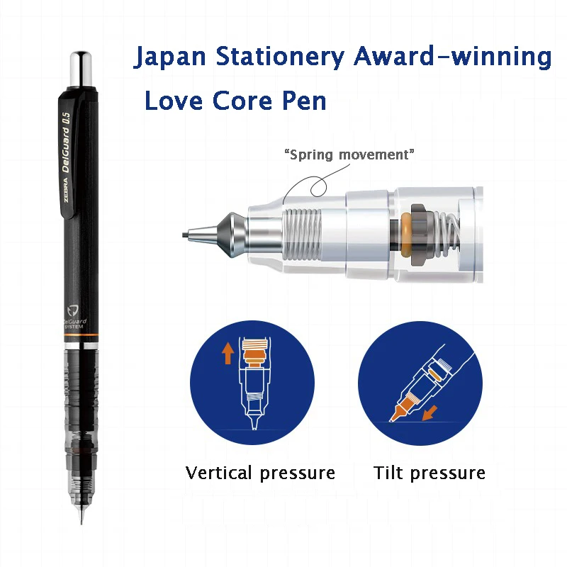 ZEBRA DelGuard Vulpotlood Japanse Briefpapier voor Kinderen 0.3/0.5/0.7mm Onbreekbare Automatische Pen Terug naar Schoolbenodigdheden