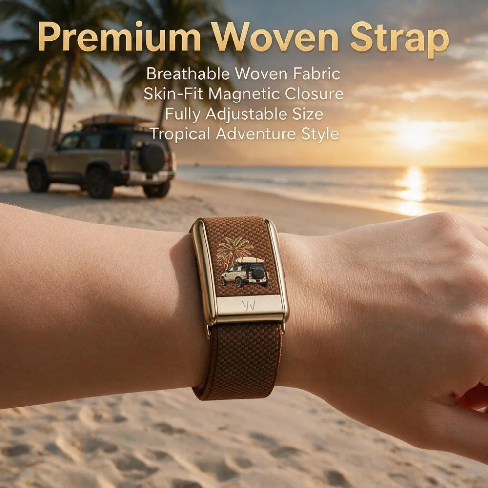 WHOOP 5.0 Jeep Graphic Nylon Woven Elastic Metal Band Off Road 4x4 Print Sport Replacement Wrist Strap Fitness Fashion Accessory
