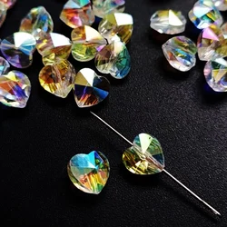 14MM 28PCS DIY Beads Straight Hole Heart Butterfly Flower Shape Pendant Crystal Glass Beads for Earring Bracelet Necklace Making