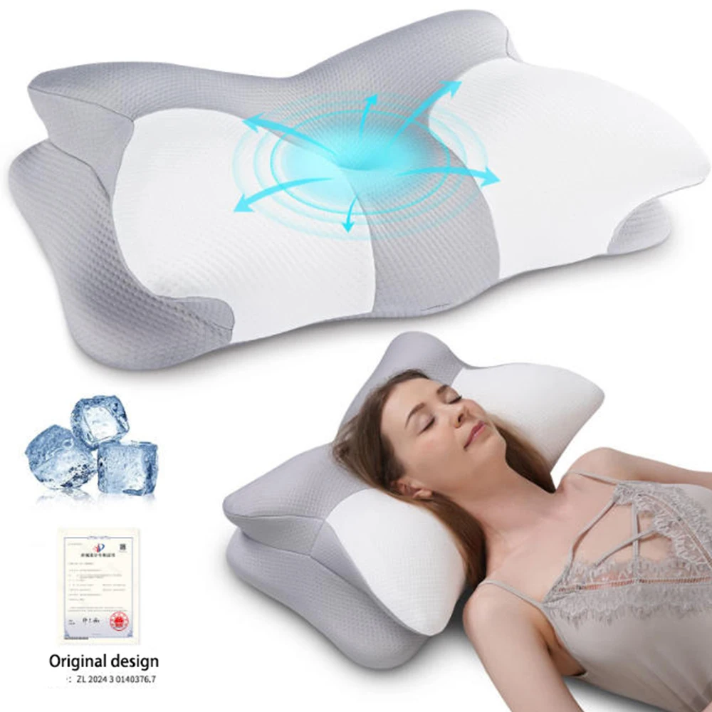 

Cervical Neck Pillow for Pain Relief - Ergonomic Side Sleeper Pillow for Neck Support Foam Pillows, Cooling Cervical Pillow