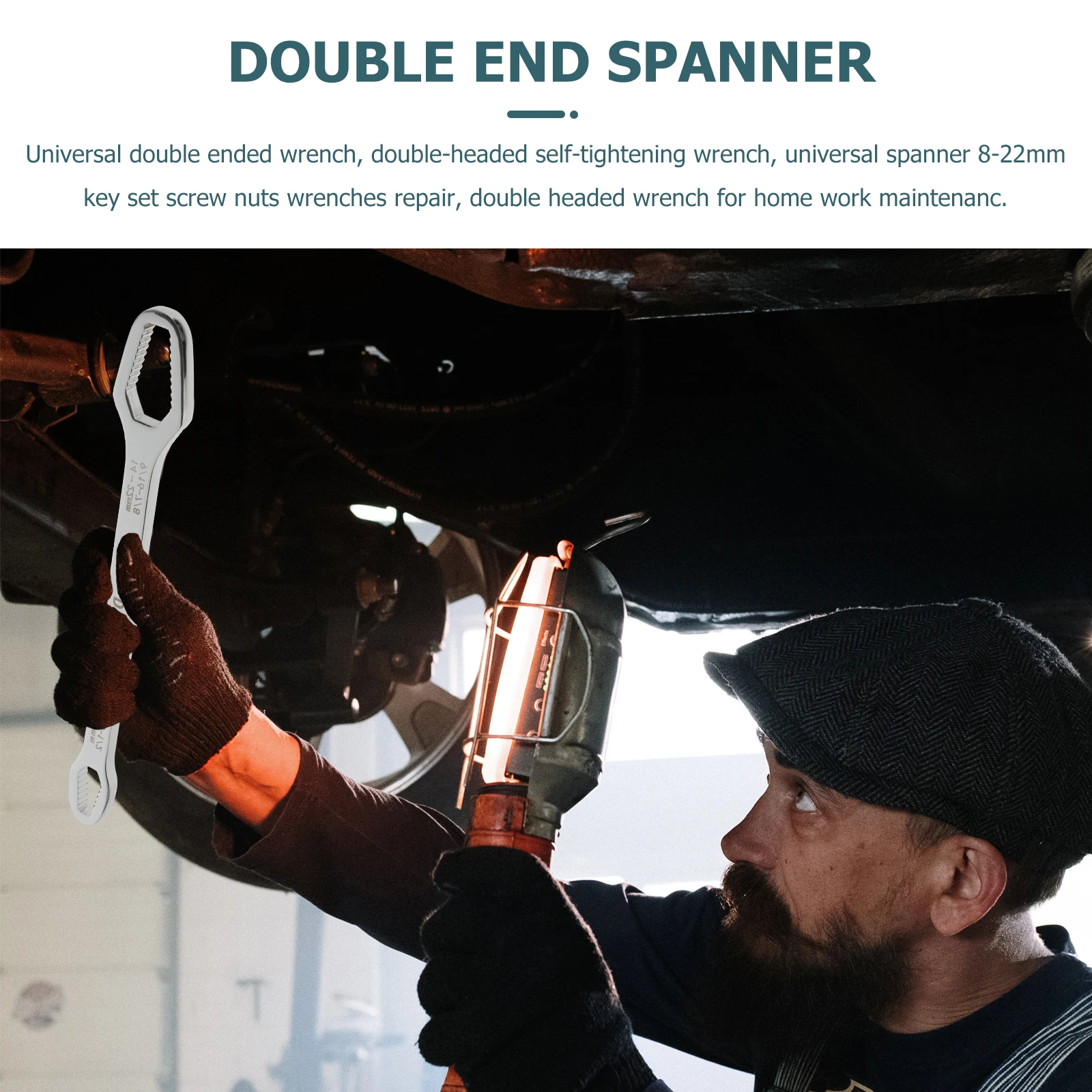 

Durable 8-22Mm Double Ended Self-Tightening Wrench Chrome Vanadium Steel Rust Resistant Universal Spanner Double-Headed