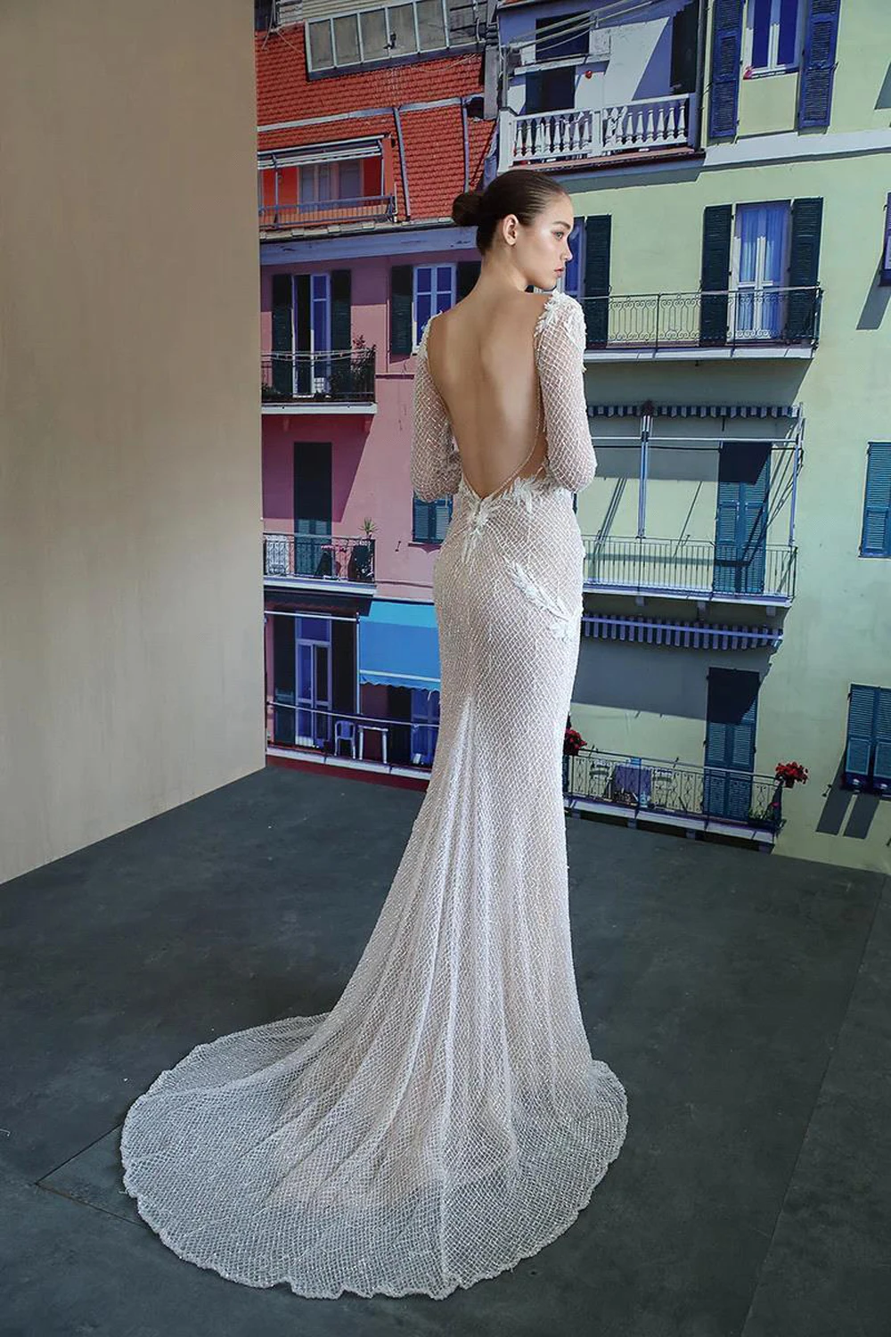 

Sequin V Neck Backless Wedding Dresses Elegant Full Sleeves Illusion Appliques Bridal Gown Luxury Vestido De Novia Customized