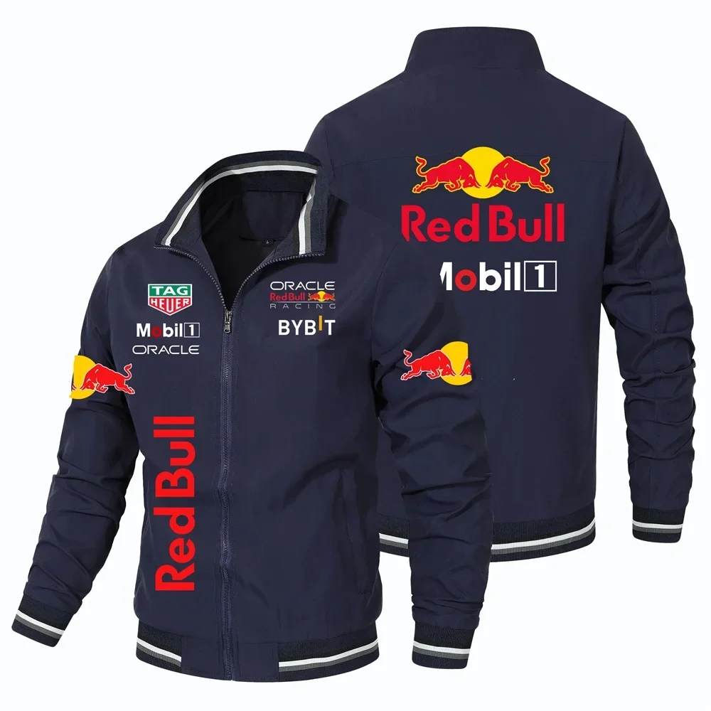 

2025 New Trendy Retro Motorcycle Jacket Red Bull Racing Jacket Windproof Windbreaker Outdoor Sports Biker Jacket Men's Overcoat
