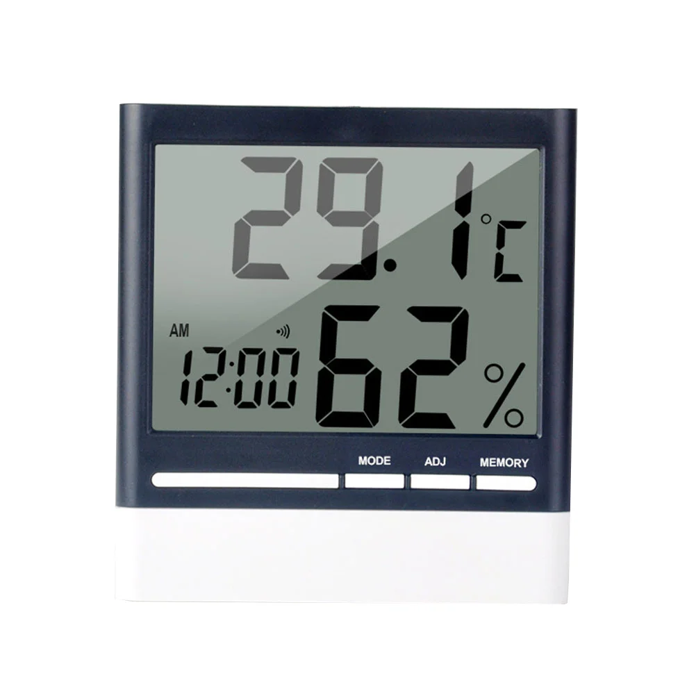

Indoor Digital Temperature Humidity Meter Thermometer Clock Calendar Wall Mountable Compact Hygrometer For Home Office Warehouse