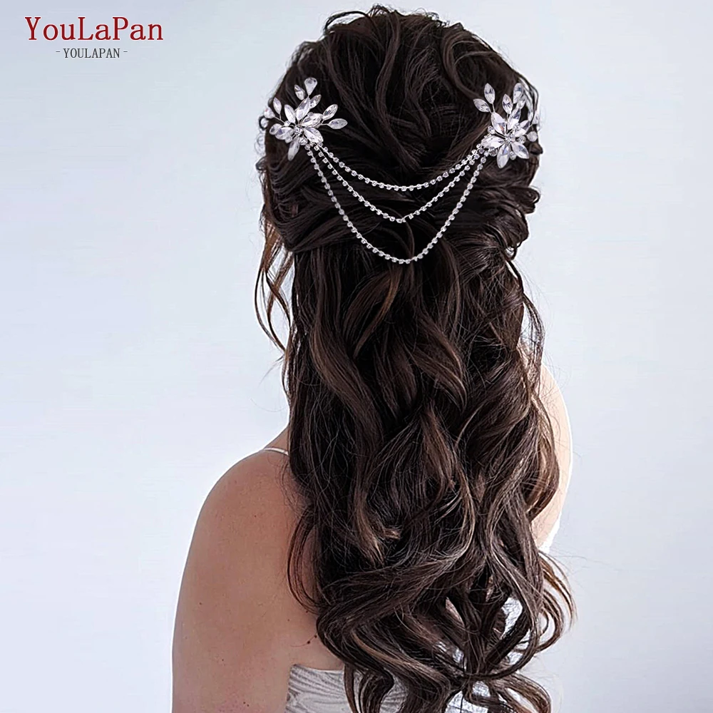 TOPQUEEN HP140 Tassels Head Chain with Comb Rhinestone Bridal Headband Headwear Wedding Hair Accessories Woman Headpiece Jewelry