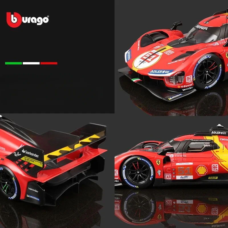 Higher Than The United States 1:24 Ferrari 499P Model Alloy Simulation Car Model Le Mans Racing Model Collection Ornaments