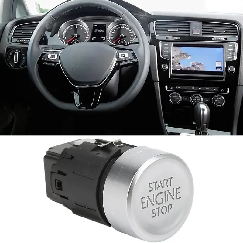 5N0959839 Car Engine Start Stop Button, Keyless Entry Ignition Starter Switch for VW Golf Plus Tiguan Sharan Alhambra, Auto Repl