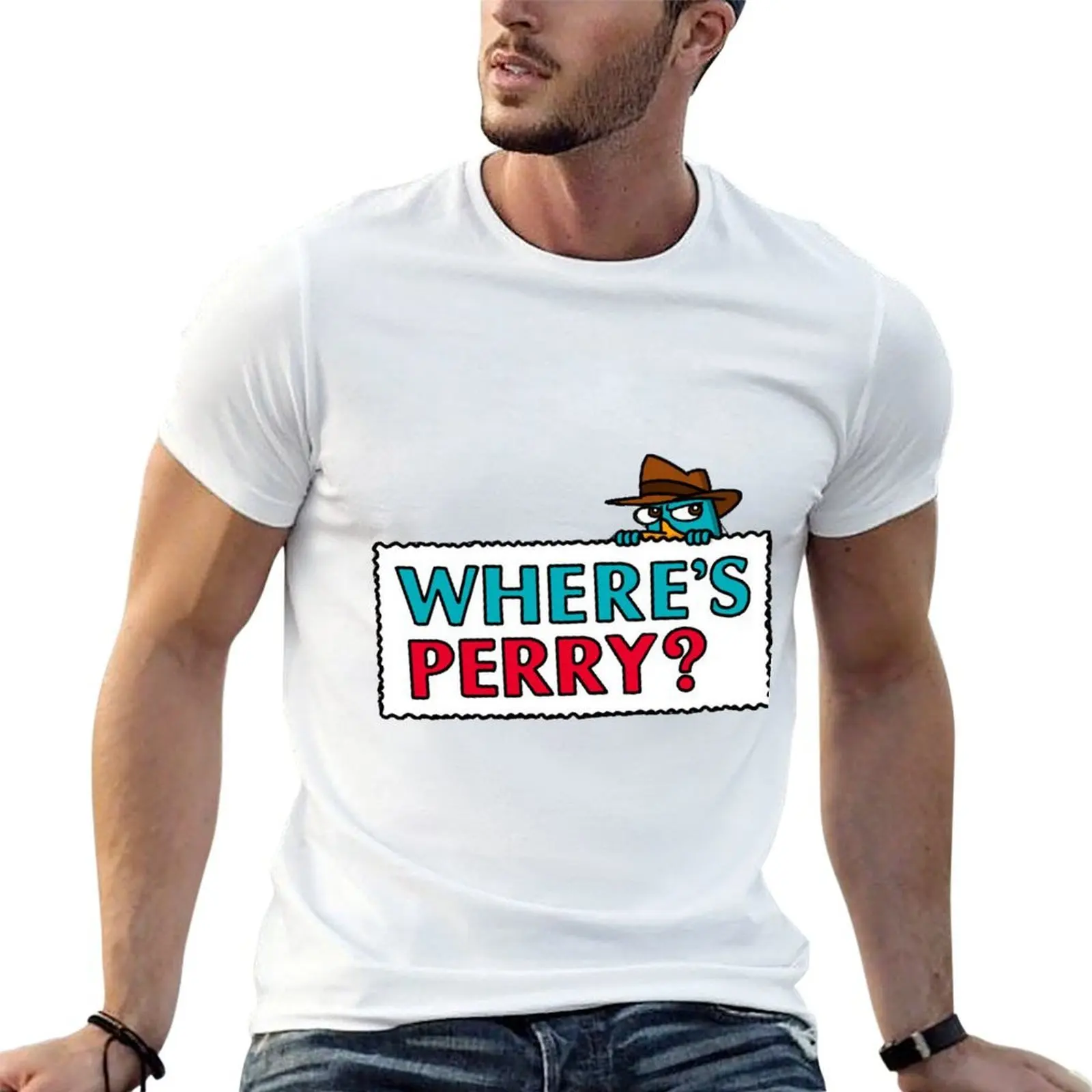 Where's Perry T-Shirt Man t-shirt summer tops men clothes