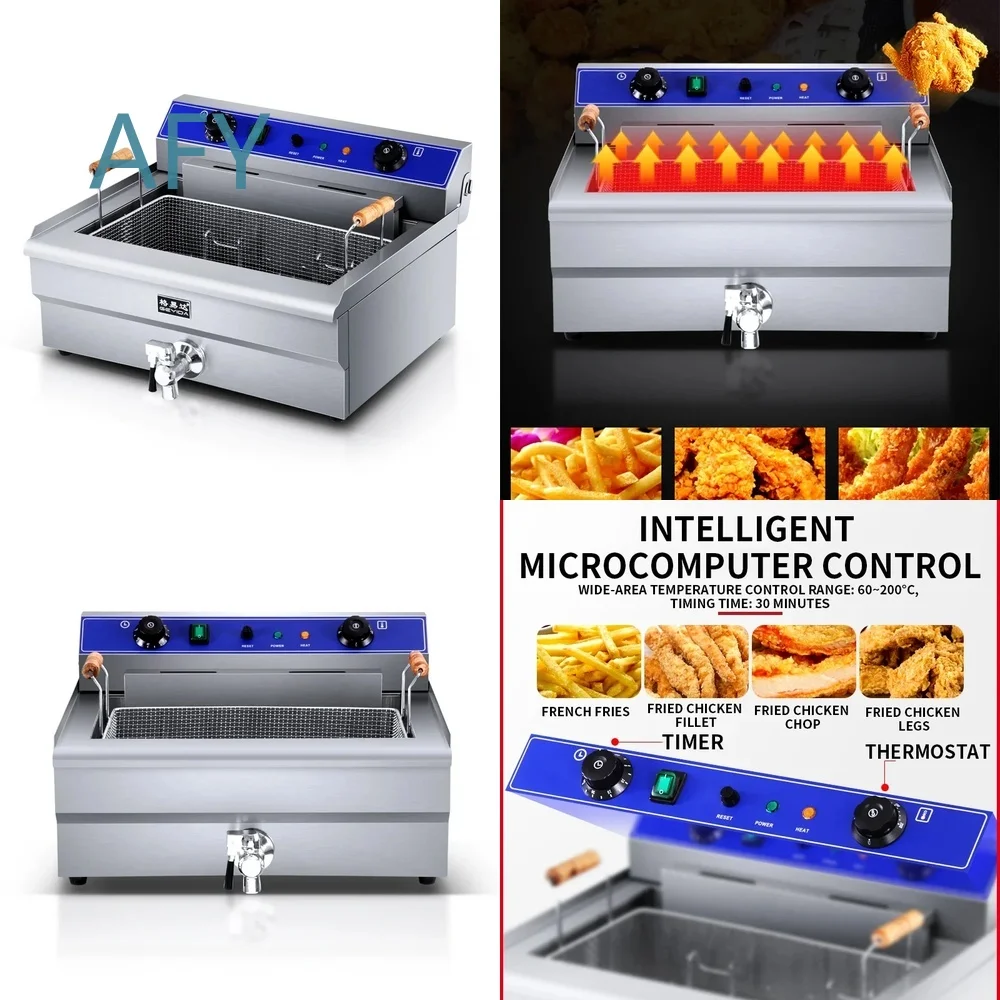 Electric Deep Fryer 30L for Home Kitchen Commercial Use for Fried Dough Sticks Fish Chicken Meat Potatoes Chips Grill Cooking