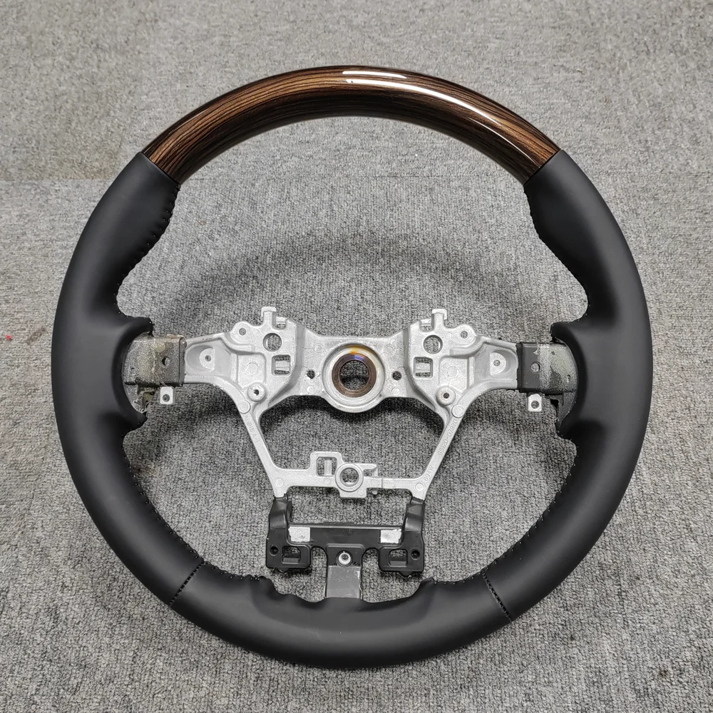 For Toyota Hiace Custom leather solid wood steering wheel