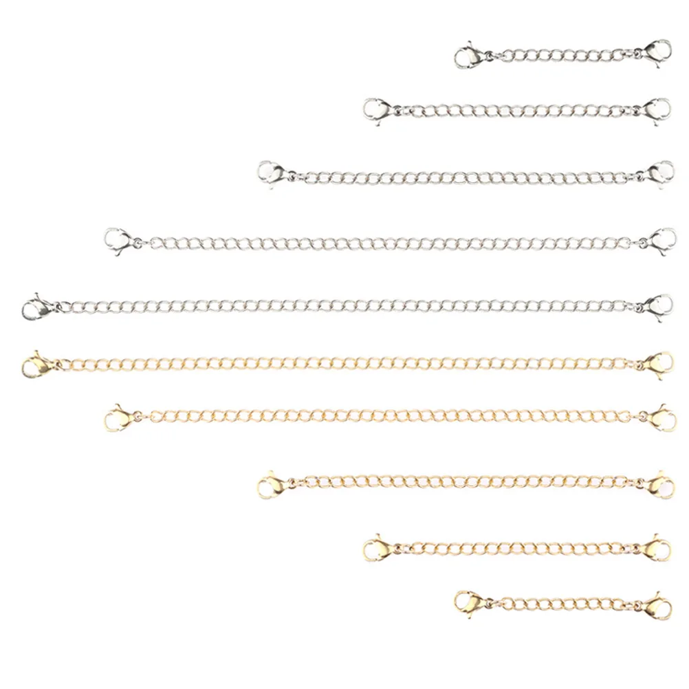 

10pcs Necklace Extender Stainless Steel Double Lobster Clasp Chain for Making Bracelets Anklets Jewelry Easy Use