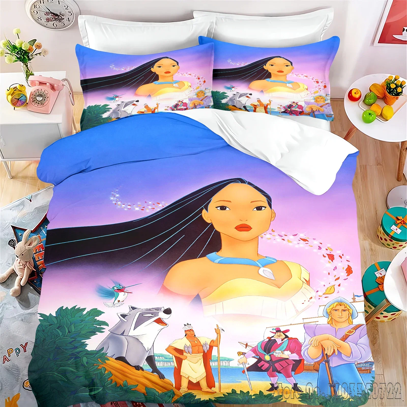  Pocahonta Princess Love Child Duvet Cover Set HD Comforter Cover Bedclothes for Kids Bedding Sets Bedroom Decor