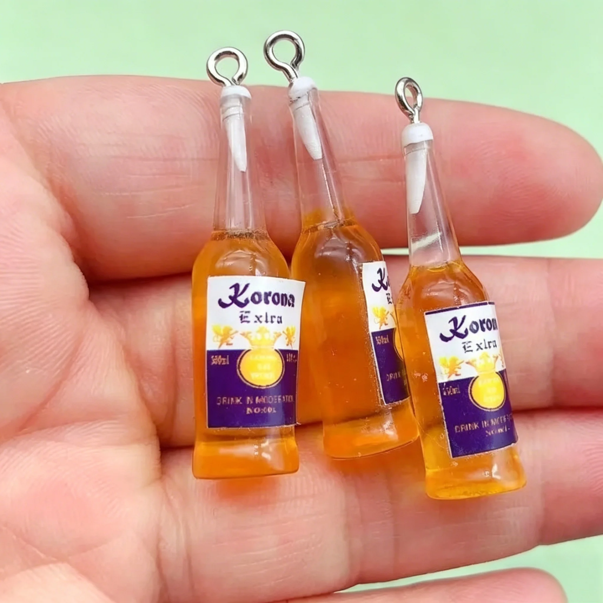 10pcs Resin Simulated Beer Bottle Pendants - Beverage Bottle Charms for Earring, Keychain & Jewelry Accessories
