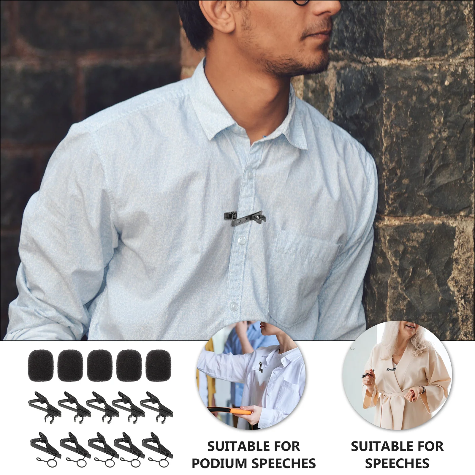 

18Pcs Microphone Mini Set Elastic Alligator Clips High Density Windscreen Sponges Strong Wire Clips Sound Improving Kit