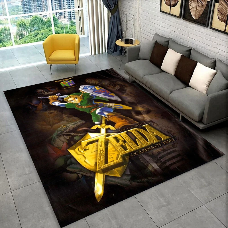Klassischer Spielteppich „Z-Zelda Cartoon Link“ für Spielzimmer, Schlafzimmer, Wohnzimmer, Sofa, Heimdekoration, Kinderteppich, rutschfeste Bodenmatte