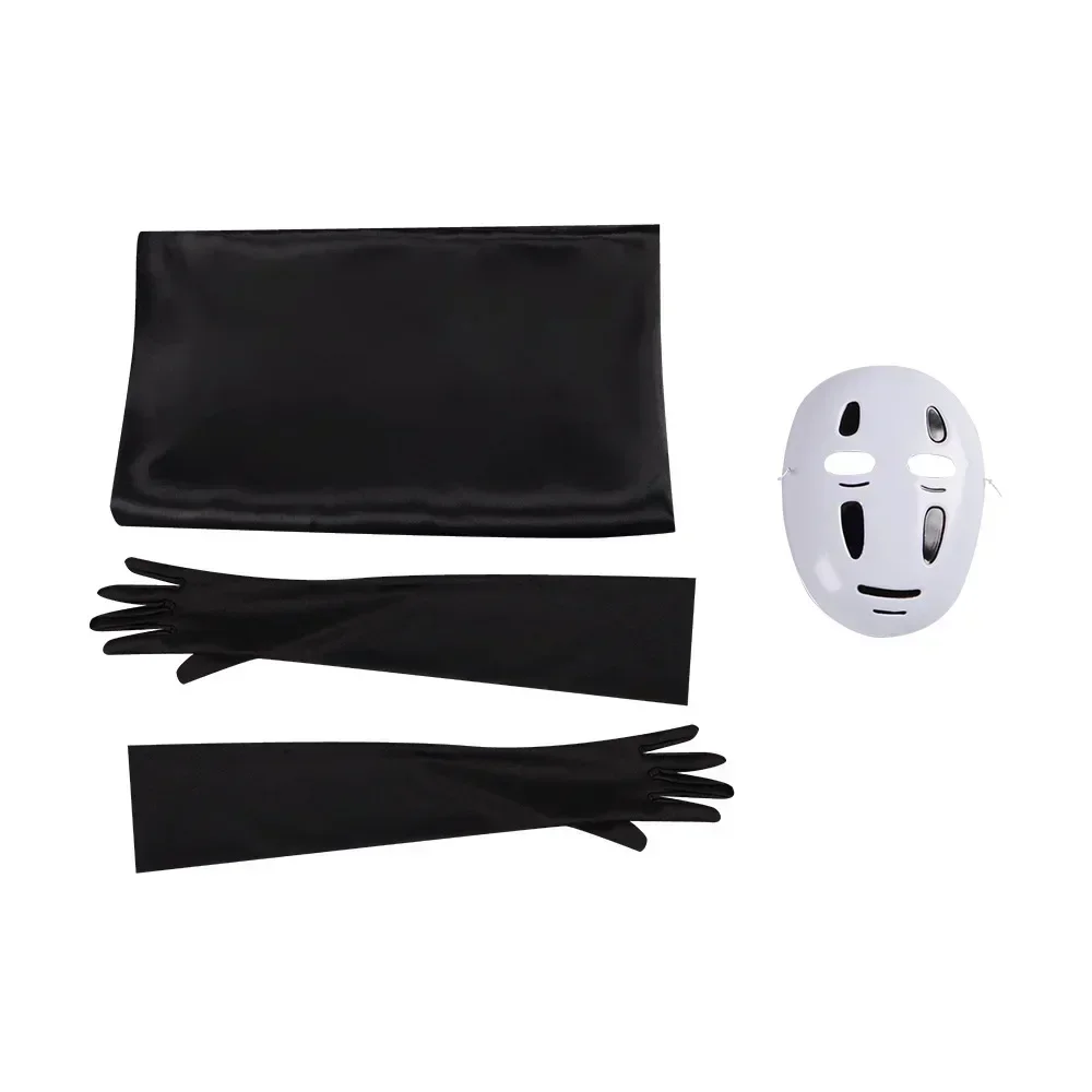 Japanse No Face Man Cosplay Kostuum Unisex Halloween Anime Carnaval Feest Volwassen Kleding Inclusief Ghost Masker Handschoenen