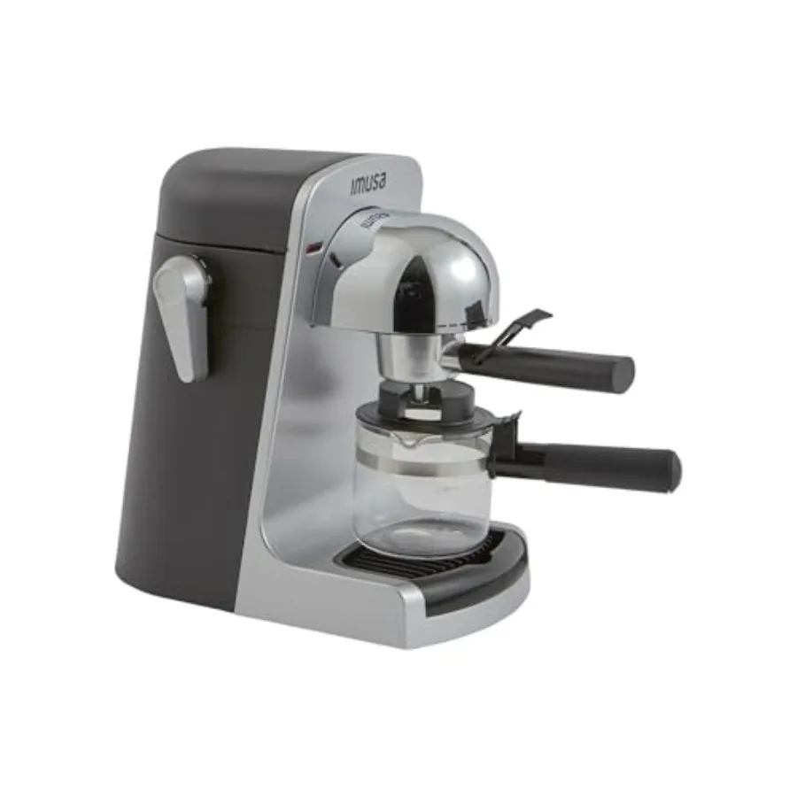 

4cup Electric Bistro Espresso Cappuccino Maker Silver for Home Coffee Brewing with Stainless Steel Design and Sleek Silver Fini
