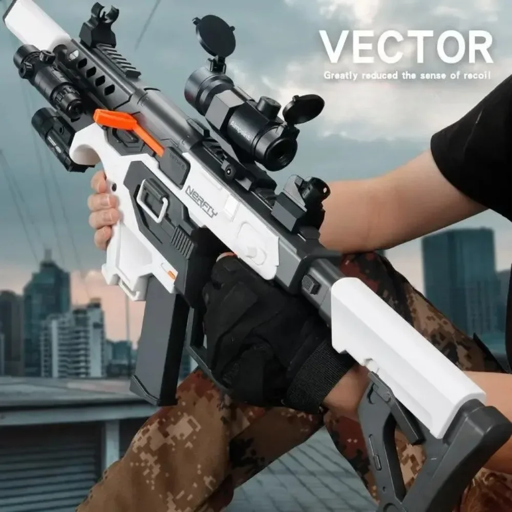 Espada curta vetor elétrica submetralhadora modelo completo automático macio bala brinquedo arma aniversário presente de natal para meninos adultos