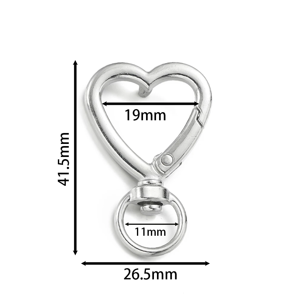 5Pcs Heart Shape Rotation Alloy Lobster Spring Clasps Openable Key Ring Hook Carabiner Connector Dog Chain Buckles DIY Jewelry