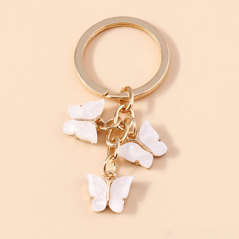 Schöne Emaille Schmetterling Schlüssel bund Charms Tier Schlüssel ring Anhänger für Frauen Mädchen Handtasche Zubehör DIY Schmuck Geschenke – Detail 3