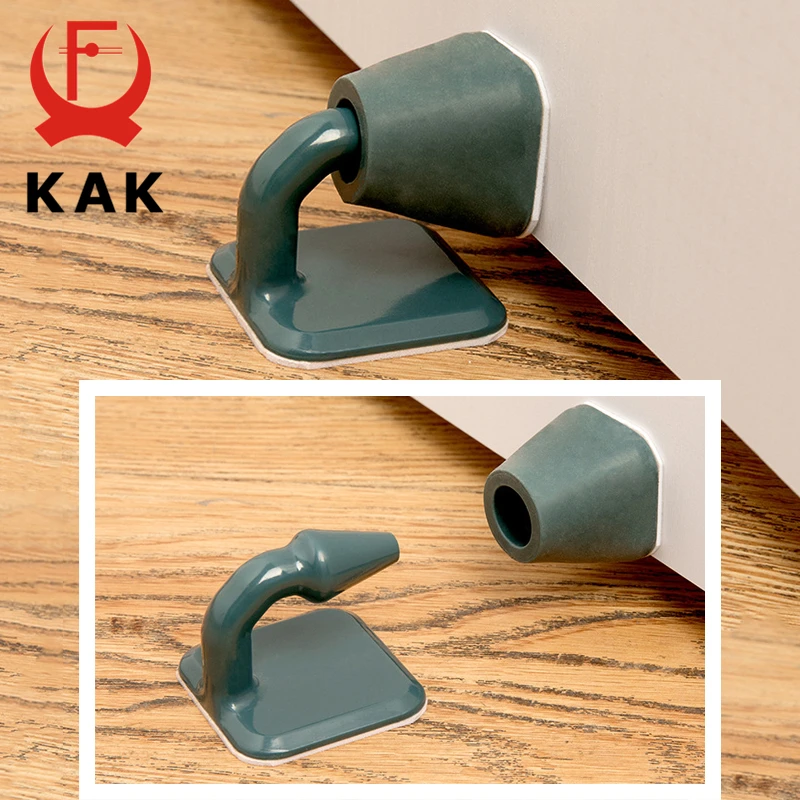 KAK Silicone Rubber Door Stop Non-Punch Door Holder Mute Noiseless Door Stopper Buffer Damper Stop Door Hardware Wall Protector