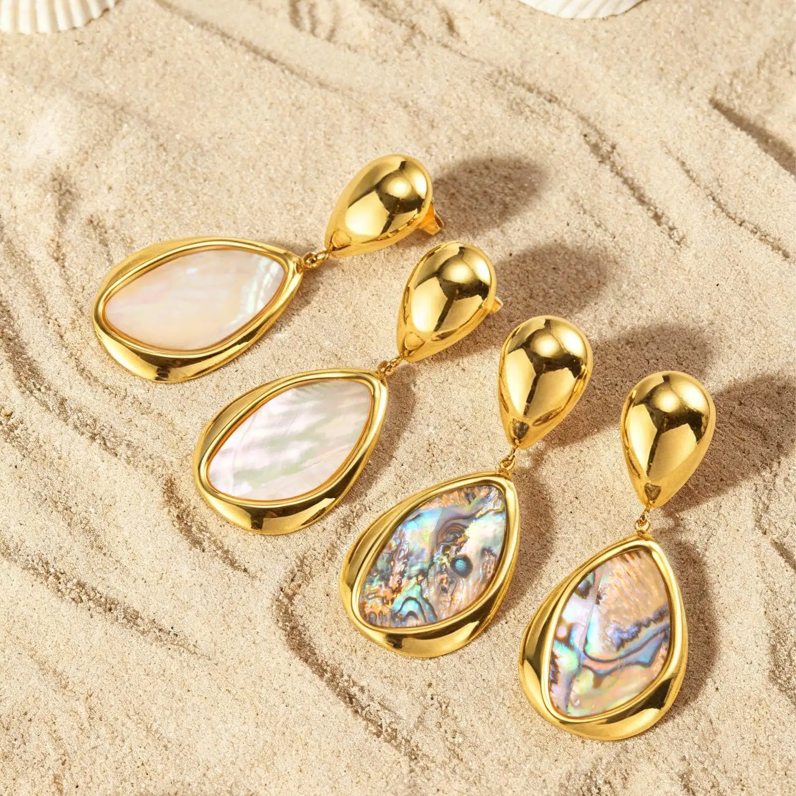 

Vnox Trendy Irregular Abalone Shell Starfish Drop Earrings White Shell Abalone Pattern Earrings Summer Holiday Ocean Jewelry