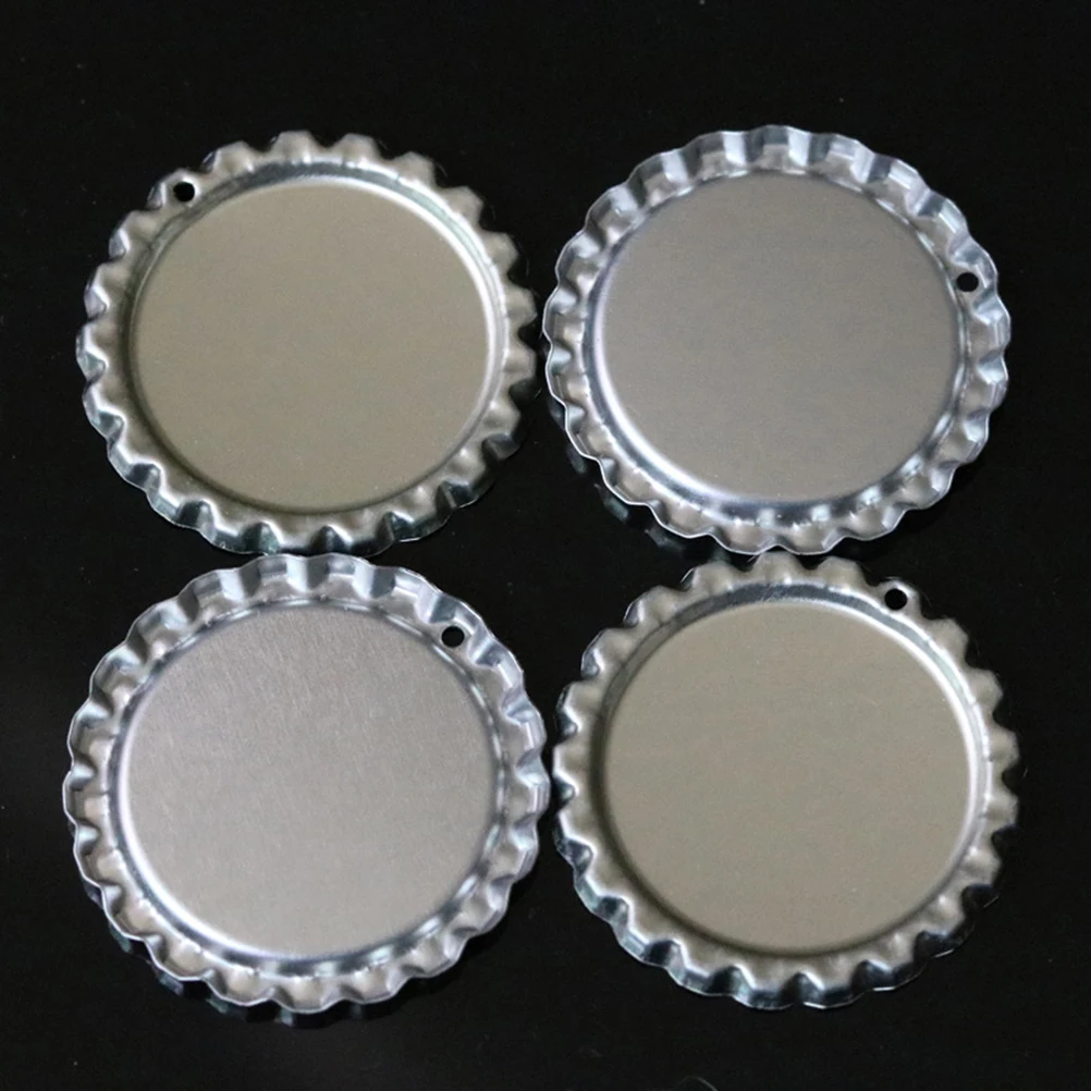 

100 Pcs Beer Bottle Flattening Process Cap Caps DIY Accessories Photo Base Craft Projects Punched Standard Top
