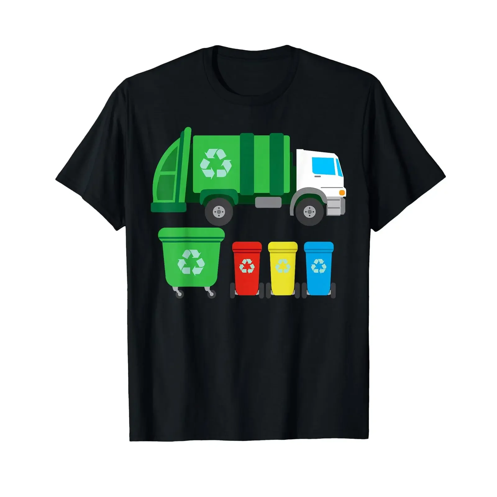 Garbage Truck Colored Cans Recycling Day Dustcar T Shirt vintage Washed Slightly Stretched designer clothes streetwear