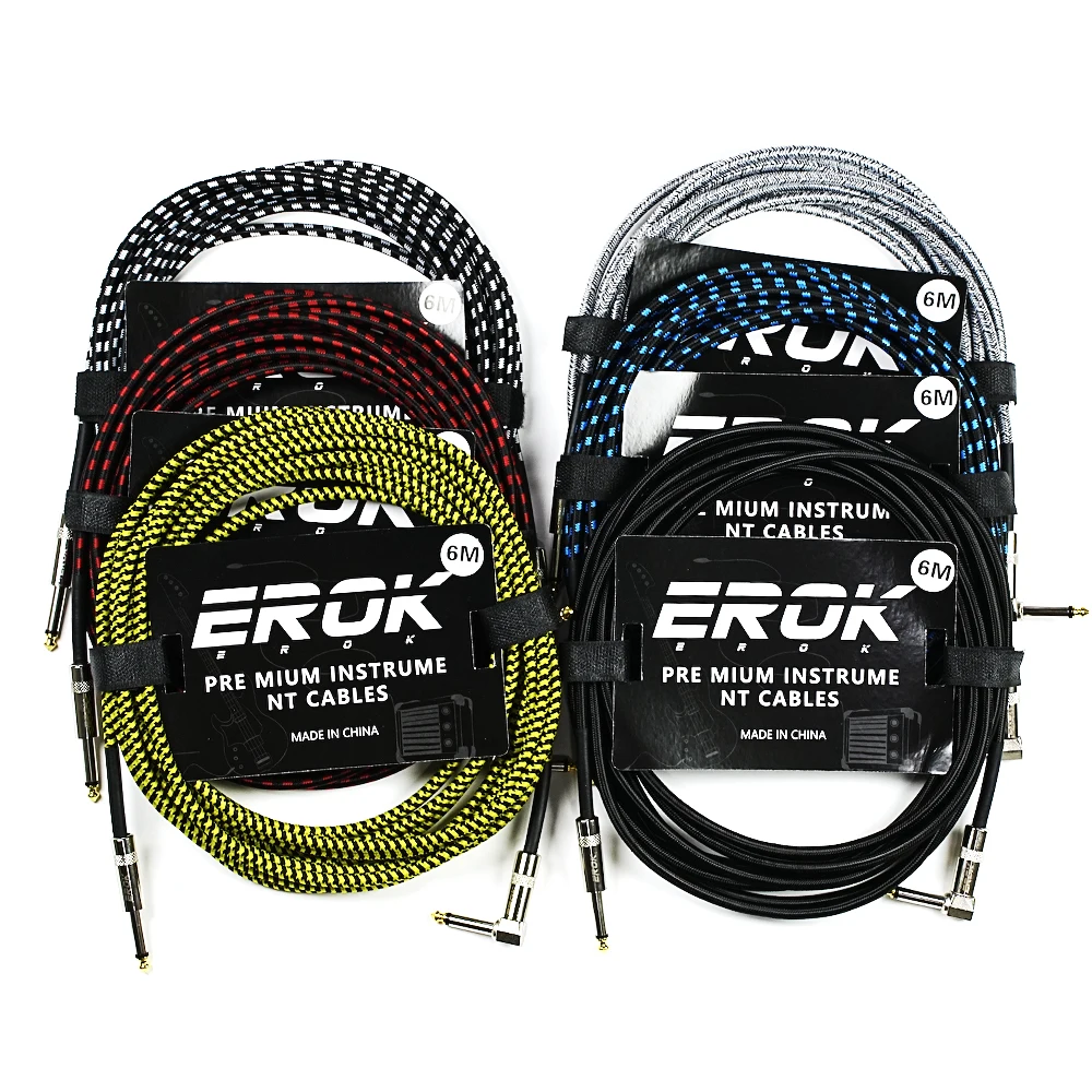 

EROK 6M Guitar Audio Cable Anti-Noise Line 6.35mm Male to Male Colorful Braided Line Connect Pedal Instrument Cables Accessories