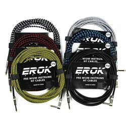 EROK-Cable de Audio para guitarra, Cable antirruido de 6M, 6,35mm, macho a macho, Cable trenzado colorido, accesorios para instrumentos de Pedal