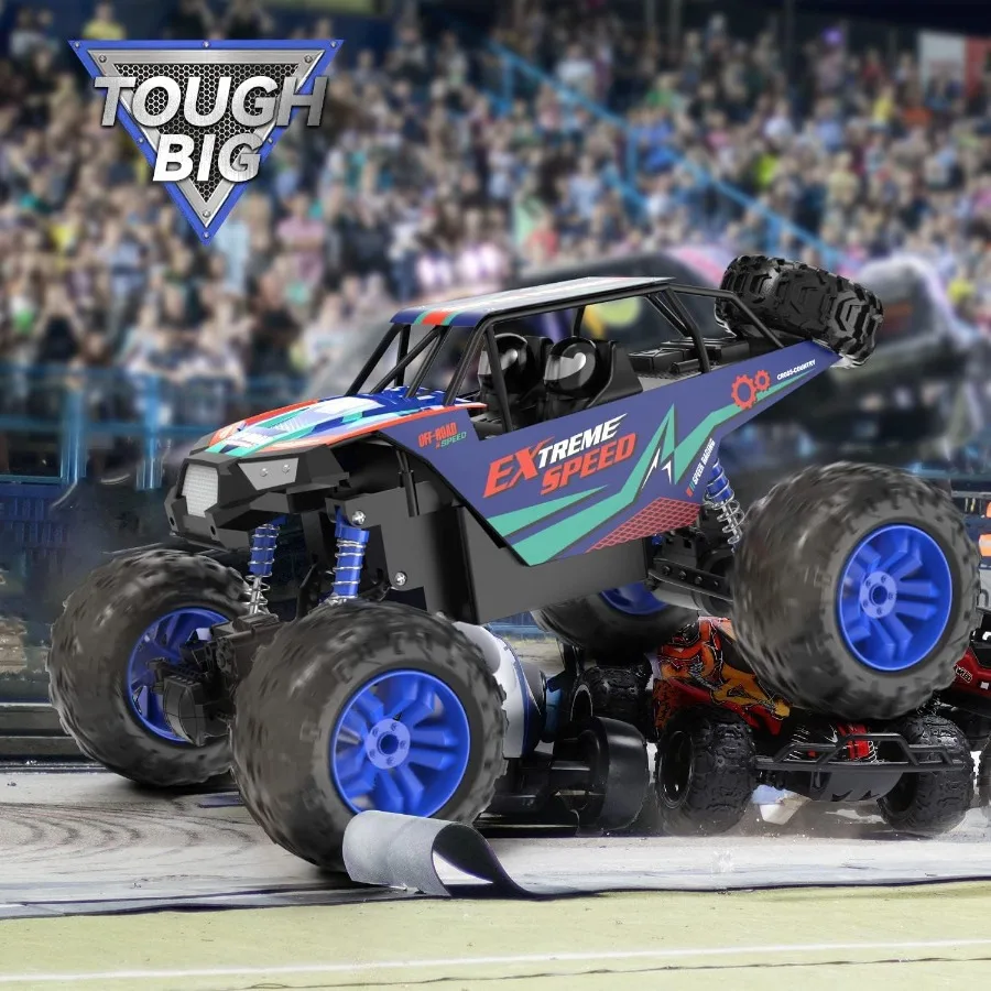 대형 1:8 스케일 업그레이드 몬스터 트럭 원격 조종 자동차 성인 및 소년용 오프로드 RC카 리얼리틱 사운드 2.4GHz 4W