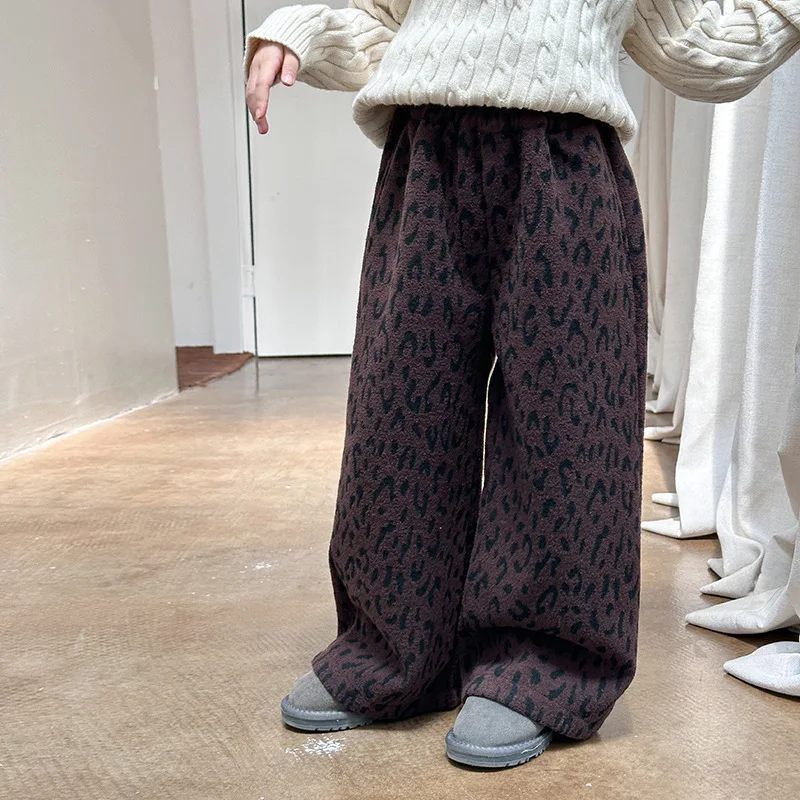 

Infant Girls Wool Pant New Winter Leopard Print Thicken Warm Kids Baby Girls Long Pant Fashion Elastic Waist Toddler Girls Pant