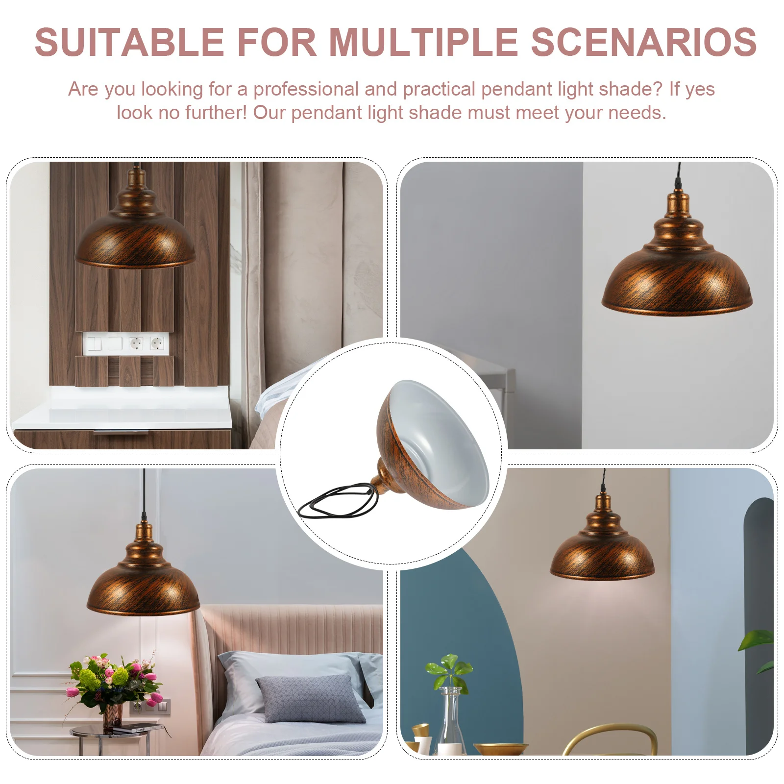 

Vintage Orange Pendant Light Shade Iron Lampshade Durable Hanging Lamp Cover Replacement Light Bulb Cage Stylish Home Decor