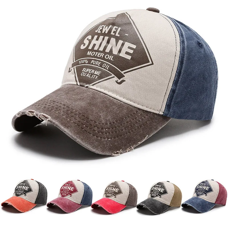 

Patchwork Baseball Cap Women Summer Denim Hats Men Spring Printed Baseball Hats Cotton Outdoor Vintage Hole Visor Casual Cap