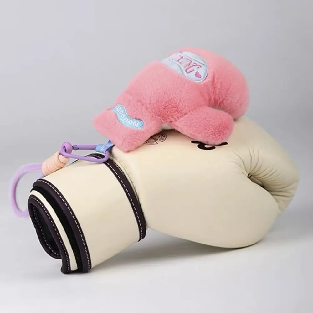 Backpack Pendant Boxing Gloves Keychain Stuffed Doll Sports Theme Fitness Plush Keychain Soft Cute Pink Plush Boxing Pendant