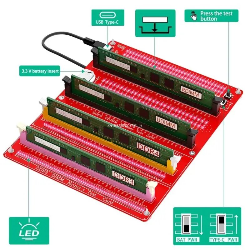 Imagem -03 - Testador Memória Ddr3 Ddr4 Ddr5 Rdimm Udimm Testador Memória com Indicador Led Dropshipping