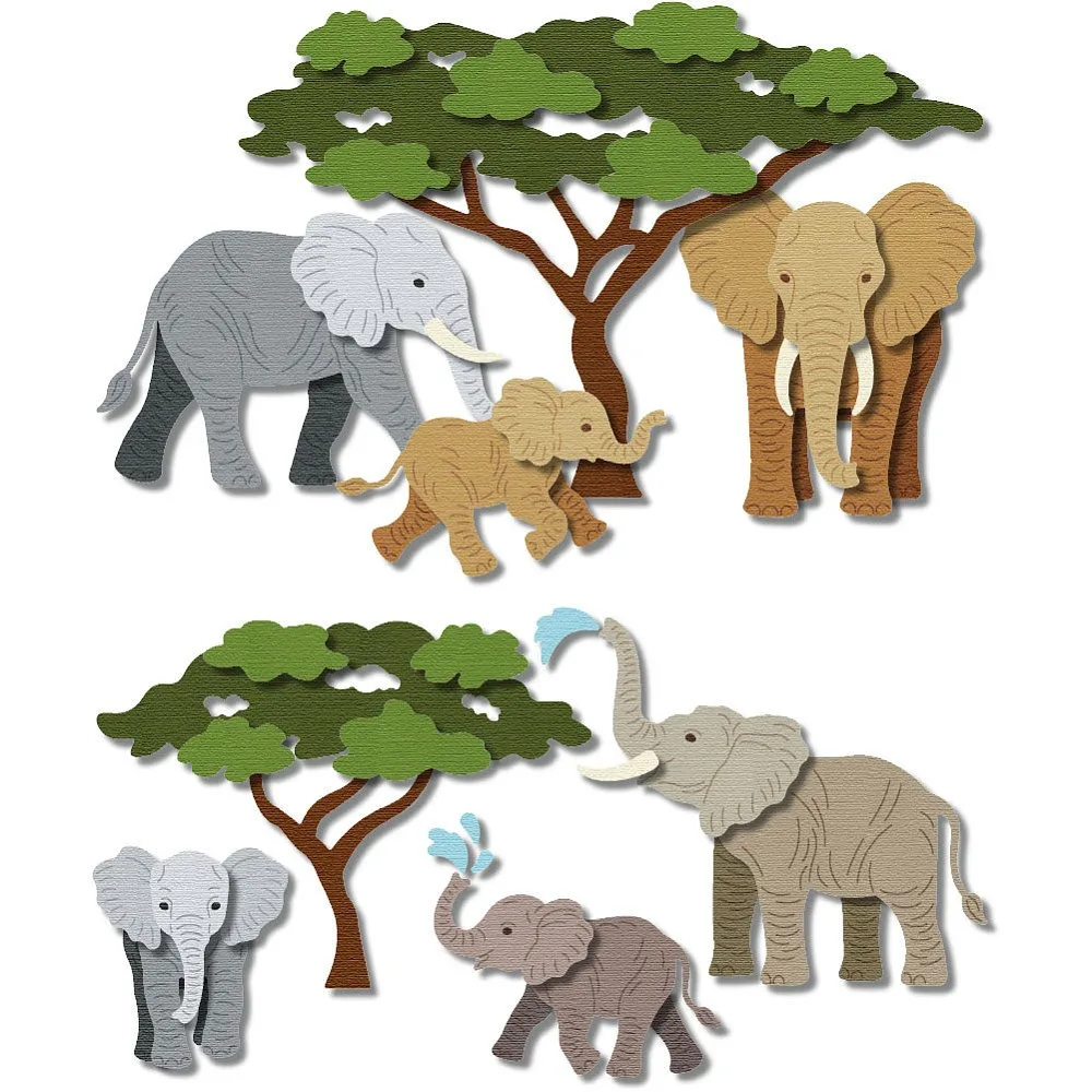 Schneideformen aus Kohlenstoffstahl mit Tiermotiv, Schablonen für DIY-Scrapbooking, Fotoalbum, dekorative Prägung, Papierkarte, Elefant