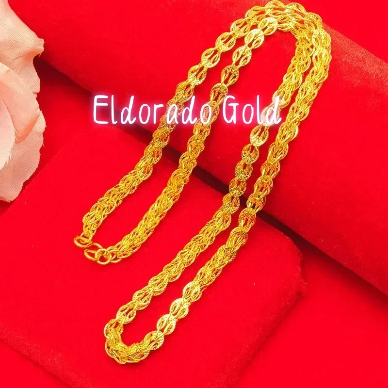 Eldorado Gold  Neck jewelry 24K gold car flower phoenix tail necklace fashionable ladies phoenix tail 999 necklace clavicle chai