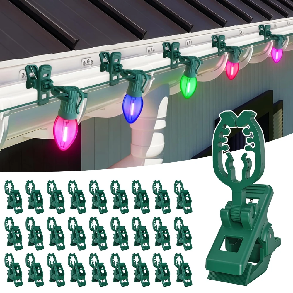 C7/C9 Christmas Lights Spring Clips Universal Holiday Lights Quick Spring Clips E12/17 Shatterproof Weatherpr for Outdoor Lights