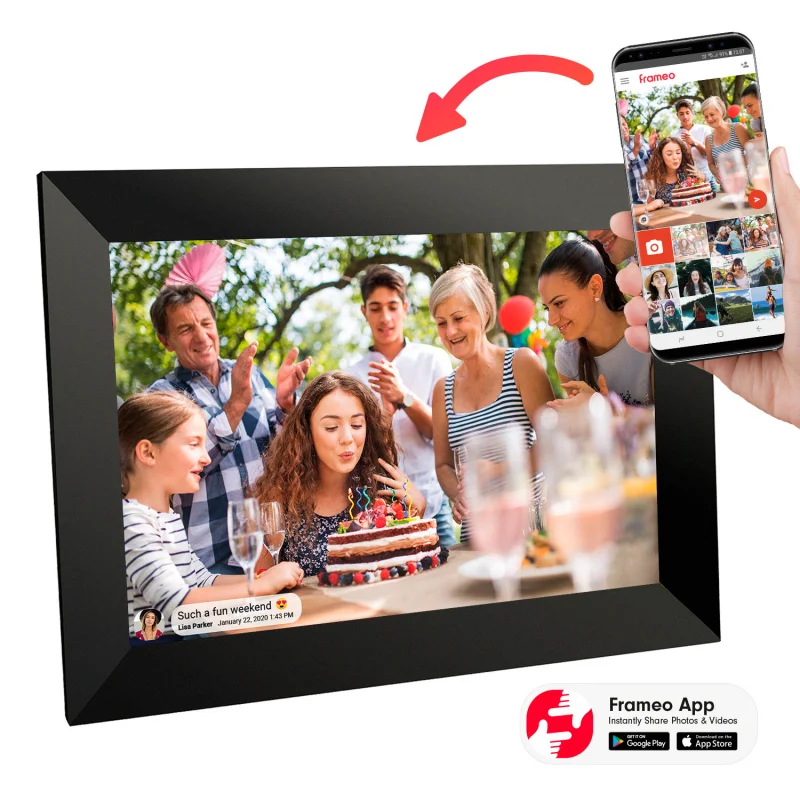 

Новая цифровая фоторамка 16G WIFI, 10-дюймовый электронный фотоальбом высокой четкости, сенсорный экран, датчик гравитации, рождественский подарок
