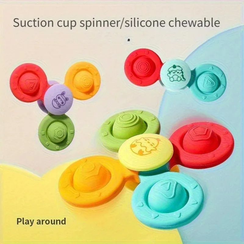 Must-Have Parent Hack! Suction Spinner Toy - Stays Put on Highchairs, Soothing Spinning & Chewing Fun for Babies